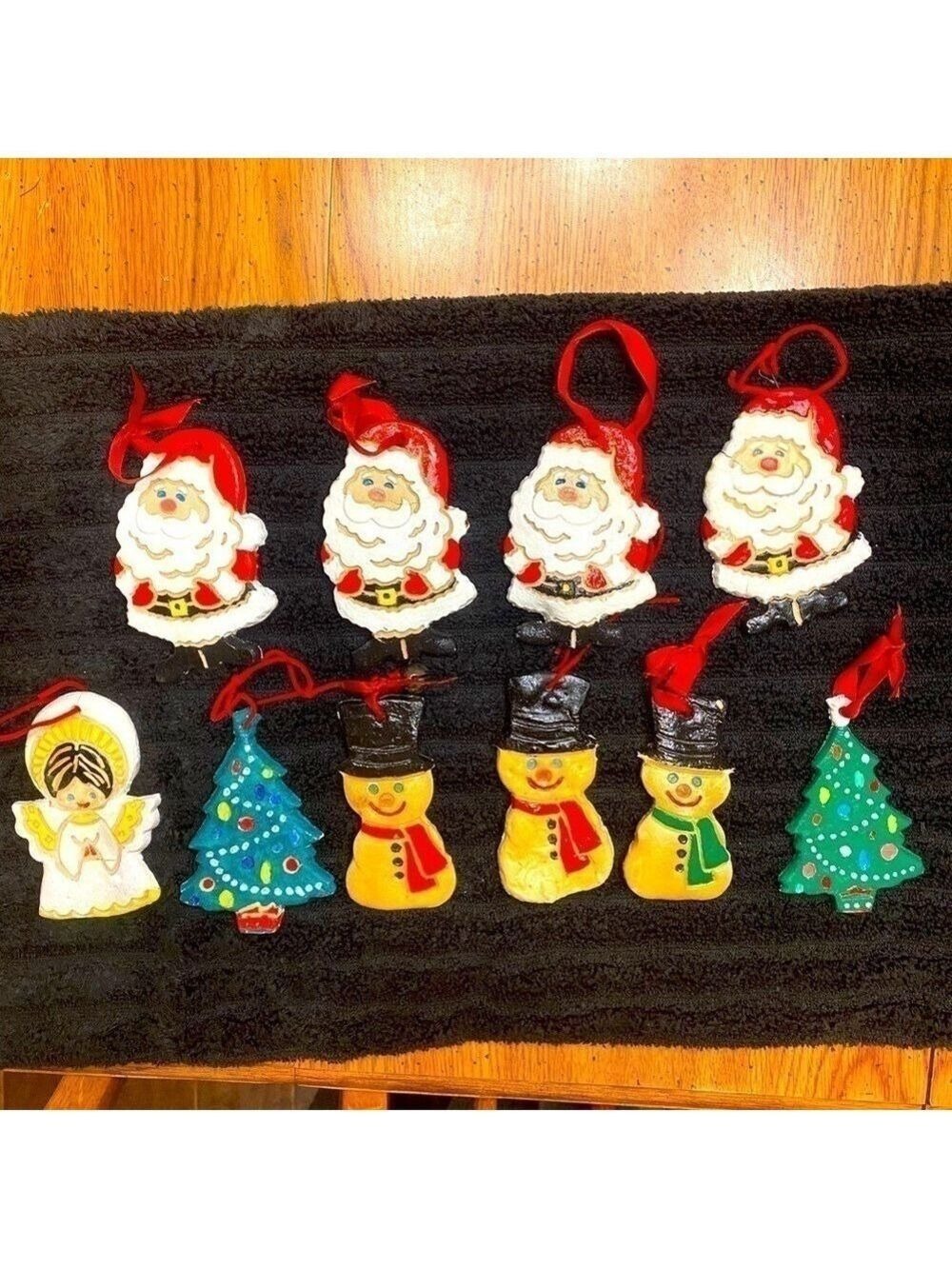 Set of 10 Christmas ornaments made of bread dough, rare find, 1980’s vintage